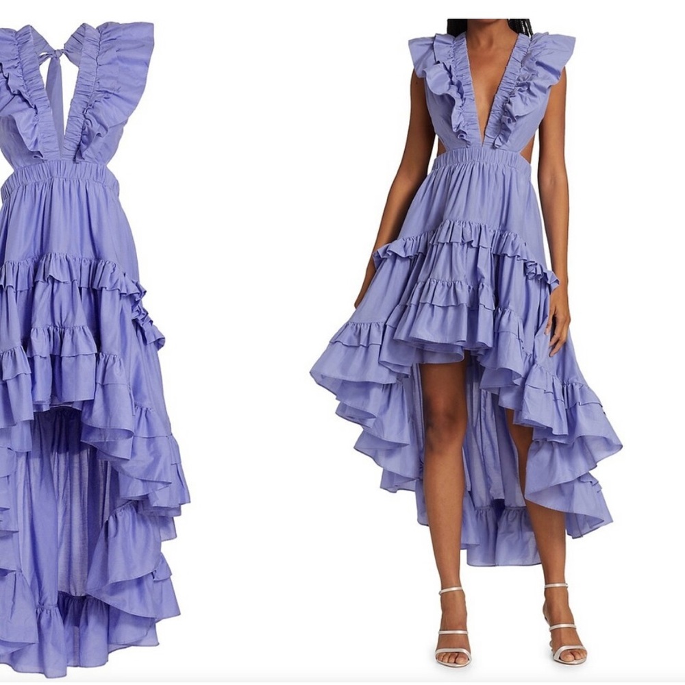 Chic Lavender High-Low Ruffle Dress - Picture 2 of 5